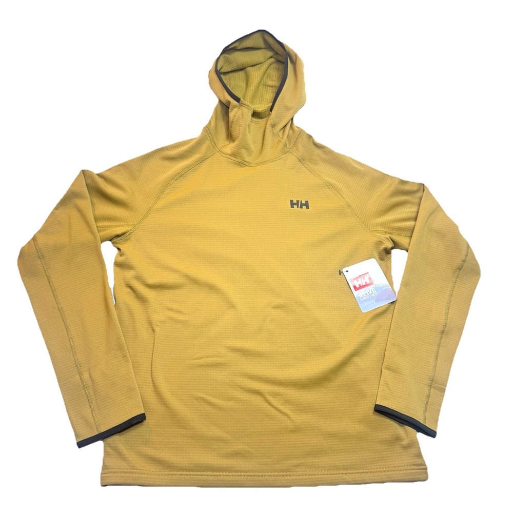 Helly Hansen Versalite Fleece Hoodie Pullover Mens Size S Hiking Lynx Yellow